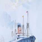 AF002 The Cunard Liner Carpathia Outward Bound from Liverpool in the Moonlight - Canvas Painting 